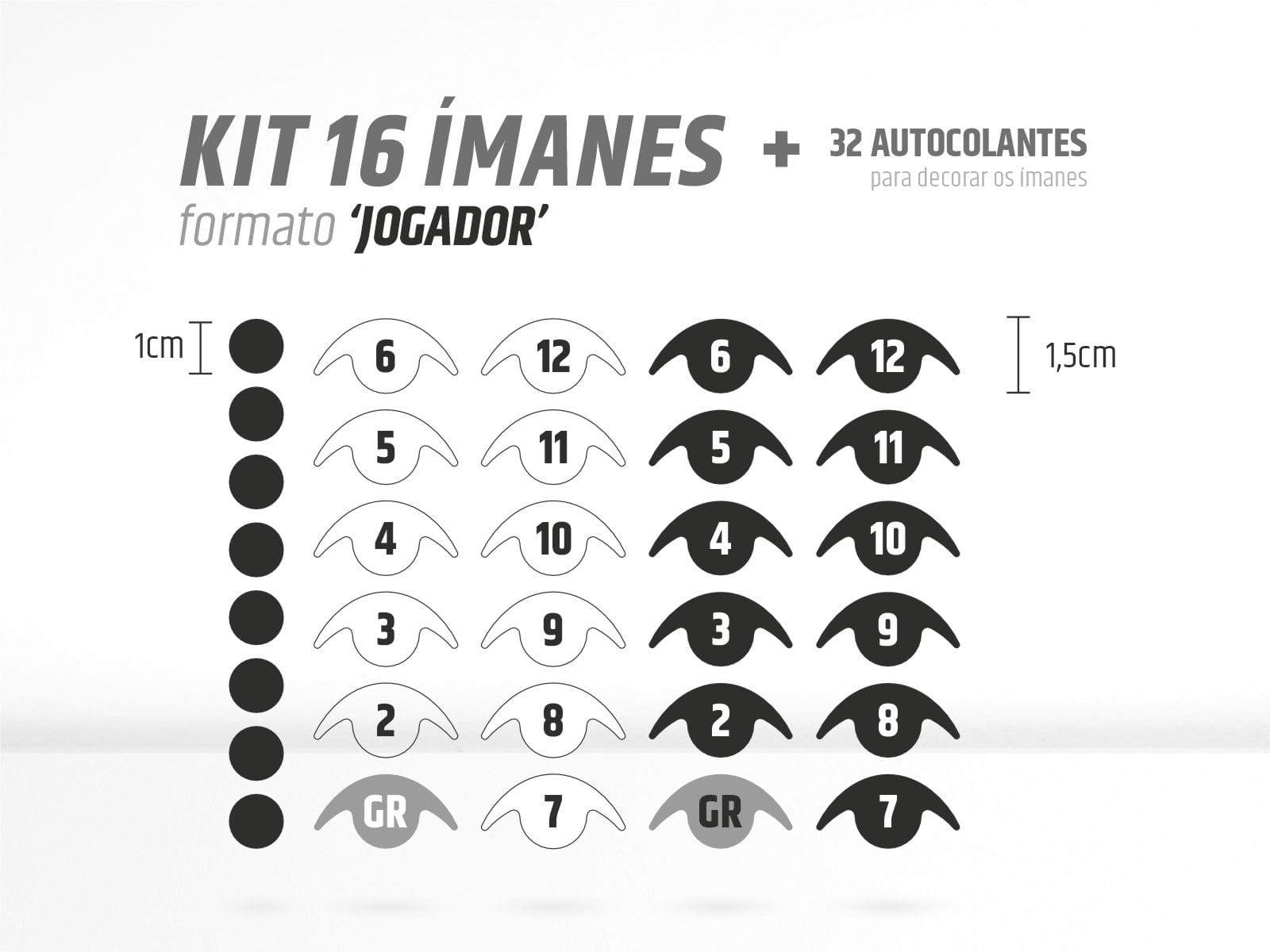 Kit 16 Ímanes 'Jogador' Hóquei em Patins